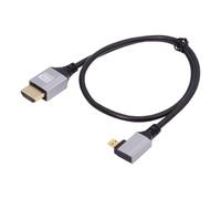 cablecc Cable HDMI 2.1 ultradelgado para HDTV 8K 4K, cable súper flexible y delgado tipo A a tipo D en ángulo recto para cámara HDTV de 50 cm
