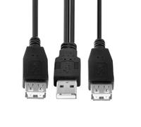 cablecc Conector dual tipo A USB 2.0 hembra a tipo A USB macho, cable de datos de alimentación extra compatible con unidad de disco SSD escáner de impresora (20 cm)