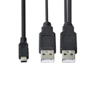 cablecc Conector dual tipo A USB 2.0 macho a mini micro tipo B USB de 5 pines macho cable de datos de alimentación extra compatible con unidad de disco SSD cámara MP4 (60 cm)