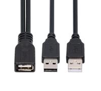 cablecc Conector dual tipo A USB 2.0 macho a tipo A USB hembra cable de datos de alimentación extra compatible con unidad de disco SSD escáner de impresora (20 cm)