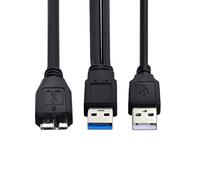 cablecc Conector dual tipo A USB 3.0 macho a Micro-USB 3.0 macho, cable de datos de alimentación extra compatible con unidad de disco SSD cámara MP4 (60 cm)