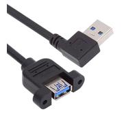 cablecc - Conector USB 3.0 macho a hembra tipo A de 5 Gbps, panel en ángulo izquierdo, con tornillos, 30 cm