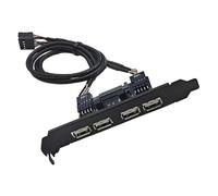 cablecc Cuatro conectores USB 2.0 hembra para panel de montaje interno a cable de placa base Baffle de 9 pines con alimentación SATA adicional y soporte de 12 cm