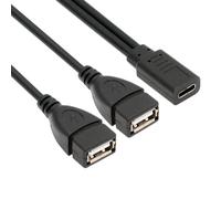 cablecc DC 5V USB-C hembra a USB 2.0 estándar doble tipo A hembra Cable de carga divisor