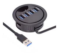 Cablecc Divisor USB 3.0 de 4 puertos USB de 60 mm, con ojal, interfaz de estación de acoplamiento para computadora de escritorio