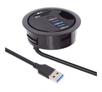Cablecc Hub USB 3.0 de 2 Puertos con Lector de Tarjetas SD/TF, USB-C Splitter, Estación Base de Escritorio con Ojal de 60mm para PC