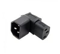 cablecc PW-142IEC Adaptador de extensión de alimentación C14 a dirección hacia arriba en ángulo recto de 90 grados IEC hembra C13, color negro