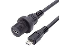 Cablecc Impermeable a prueba de polvo 480Mbps Micro USB2.0 5Pin macho a hembra extensión de datos Cable de alimentación de panel de coche Diseño de montaje 1m