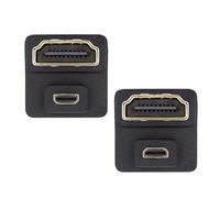 cablecc Juego de 2 adaptadores de extensión micro HDMI 1.4 tipo D macho a HDMI hembra, protector de puerto opuesto en forma de U en ángulo hacia arriba y hacia abajo de 360 grados