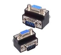 cablecc Juego de 2 adaptadores de extensión RS232 D-Sub de 9 pines macho hacia arriba y hacia abajo en ángulo de 90 grados a tuerca hembra