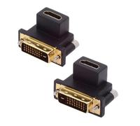 cablecc Juego de 2 adaptadores DVI macho a HDMI hembra 4K hacia arriba y hacia abajo en ángulo de 90 grados para computadora HDTV tarjeta gráfica