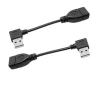 cablecc Juego de 2 cables de extensión USB 2.0 tipo A macho en ángulo izquierdo y derecho a USB hembra de 90 grados, 10 cm
