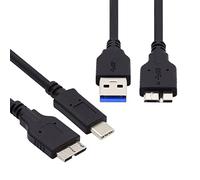 cablecc Juego de 2 cables USB 3.1 USB-C tipo C a Micro 3.0 y USB 3.0 tipo A macho a micro 3.0 B macho disco SSD cable de datos 15 cm