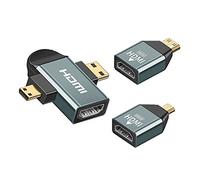cablecc Juego de 3 adaptadores combinados 2 en 1 compatibles con Micro y Mini HDMI a HDMI 1.4 hembra 4K a 60 Hz