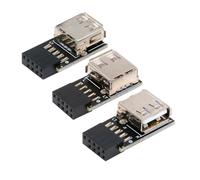 cablecc Juego de 3 adaptadores de placa base de 9 pines/10 pines para panel frontal hembra a USB 2.0 hembra individual, ángulo vertical de 90 grados
