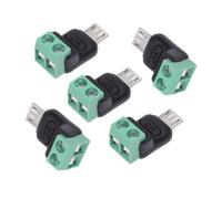 cablecc Juego de 5 conectores sin soldadura, micro USB de 5 pines macho a terminal de 2 pines CC 5 V de alimentación DIY OEM