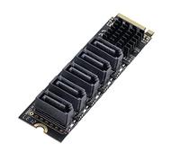 Cablecc NGFF NVMe M-Key PCI Express a SATA 3.0 6Gbps Adaptador Convertidor Tarjeta de extensión de disco duro de 5 puertos JMB585 2280
