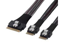 cablecc PCI-E Ultraport Slimline SAS Slim 4.0 SFF-8654 8i 74pin a Dual SFF-8654 4i 38Pin Cable 40cm PCI-Express
