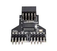 Cablecc Placa Base 9pin USB 2.0 Encabezado 1 a 2 Extensión Hembra HUB Conector Adaptador Puerto Multilier
