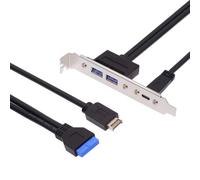 cablecc Placa base interna 19 pines y tipo E a puertos duales de 5 Gbps (USB-C + USB 3.0), soporte PCIe para panel de E/S trasero de carcasa de PC