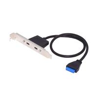 cablecc Placa base USB 3.0 de 5 Gbps 19/20 pines a puertos duales USB-C tipo C hembra PCI-E cable de panel trasero 50 cm