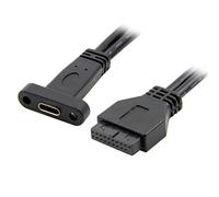 Cablecc Puerto único USB 3.1 tipo C USB-C hembra a USB 3.0 placa base 19-Pin Cable de encabezado 40 cm