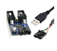 cablecc Tipo USB 2.0 Masculino 1 a 2 Hembra 9 Pines Conector de la Placa Base Extensión de la extensión Adaptador de Puerto multilier