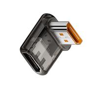 cablecc UHD 8K 60hz Down Angled 90 Degree Low Profile HDMI 2.1 Hembra a HDMI Macho Adaptador de Extensión Extensor Transparente con Smart LED HDTV