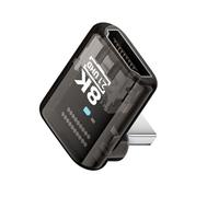 cablecc UHD 8K 60Hz en ángulo de 90 grados de perfil bajo HDMI 2.1 hembra a HDMI macho adaptador de extensión extensor transparente con Smart LED HDTV