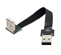 Cablecc USB 2.0 tipo-A macho a macho, cable plano y delgado FPC, 90 grados hacia abajo, para FPV, disco, escáner e impresora, 20 cm