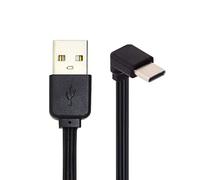 cablecc USB 2.0 tipo A macho a USB-C tipo C hacia arriba hacia abajo en ángulo de 90 grados FPC cable plano delgado FPC para FPV y disco y teléfono, 13 cm
