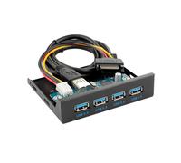 Cablecc USB 3.0 Conector de Panel Frontal A USB-C y Concentrador USB 3.0 para Bahía de Disquete de 3,5" con 4 Puertos Cable de Placa Base