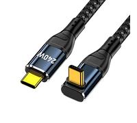 cablecc USB-C 240W 480Mbps 48V 5A Tipo-C Cable Compatible con USB2.0 100W Carga arriba abajo en ángulo 90 grados para computadora portátil Tablet 300cm
