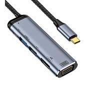 cablecc USB - C Tipo C a HDMI VGA USB Dual 3.0 Hub Converter HDTV Adaptador Multiport 4K 60Hz 1080p con PD 100W Puerto de alimentación