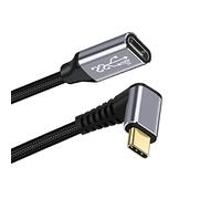 cablecc USB - C USB 3.1 Tipo C Macho inclinado hacia arriba y hasta el cable de datos extendidos femeninos 10 Gbps 100W con una manga de la computadora portátil de 20 cm