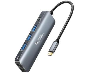 CableCreation - Adaptador multipuerto USB C a HDMI 5 en 1, 100 W PD, 3 puertos USB 3.0 para MacBook Pro, MacBook Air M1/M2, iPad Pro, Surface Pro, XPS