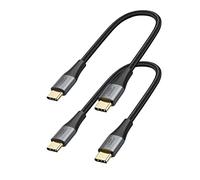 CableCreation Cable corto USB C a USB C, paquete de 2, cable USB C de carga rápida tipo C de 0.8 pies, exterior de doble trenzado compatible con Galaxy S22 Ultra S22 S21 S20 Note 20, MacBook, iPad