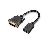 CableCreation Cable HDMI a DVI, 0,15 m bidireccional HDMI hembra a DVI (24+1), cable adaptador HDMI DVI, compatible con 1080P, 3D, chapado en oro, 0,5 ft/negro