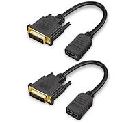 CableCreation Cable HDMI a DVI, 2-Pack 0.5 pies Bi-Direction HDMI Adaptador hembra a DVI (24 + 1) Macho, Soporte 1080P Full HD, 3D para Raspberry Pi Black