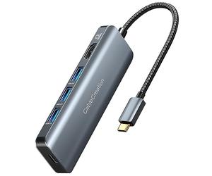 CableCreation Hub USB C HDMI 8K para MacBook Pro, adaptador multipuerto USB C 5 en 1 con PD de 100 W, 3 puertos USB 3.0, HDMI 8K 30Hz/4K 120Hz, compatible con Steam Deck, Surface Pro, XPS y más, gris