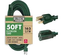 Cablectric - Cable de extensión para exteriores, 50 pies, con 3 prong, 16/3 SJTW Weatherproof Green Extension Cord 50 pies, 13 Amp Outside Power Cord for Christmas Outdoor Decorations & Yard