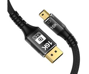 CABLEDECONN Cable Mini DP a DisplayPort 16K 8K (7680x4320)@120Hz 4K@240Hz 2.0 80Gbps Transmisión Bidireccional (3m 10ft)