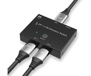 CABLEDECONN DisplayPort 8K DP 1.4 Switch bidireccional 8K @30Hz 4K @120Hz convertidor Divisor para múltiples Fuentes y Pantallas.