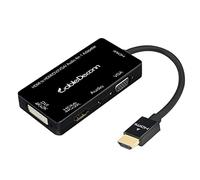 CableDeconn E0405 Black Multiport 4-en-1 HDMI a HDMI DVI 4K VGA con Convertidor Cable Adaptador de Salida de Audio
