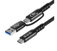 CABLEDECONN Extensión de datos USB C 3.2 de 20 Gbps, USB 2.0 A a C, 10 Gbps, desmontable de 1 m, cable macho a macho, 240 W, carga rápida, video ultra HD, conexión de datos USB A a C, línea de