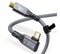 CABLEDECONN USB3.2 Gen 2 4K 240W Cable de Carga Codo de 90 Grados 3M 10FT Thunderbolt 3 Extensión de Transmisión de Datos de 20gbps 48V 5A 4K@60Hz Cable De vídeo de Ultra HD