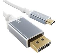 CableDirect - Cable Adaptador 8K USB C a DisplayPort 1.4 con Conectores metálicos inastillables - 2m (Vídeo 8K/60Hz Desde laptops/Smartphones a Pantallas - DP 1.4, USB 3.1, Thunderbolt 3, Blanco)