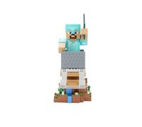 Cableguys Minecraft Figura Gaming Steve con Armadura de Diamante - Soporte para Mando o Smartphone - Cable USB Incluido - 20 cm