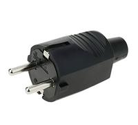 CableMarkt - Clavija schuko Macho Recta Respeto al Cable Color Negro 250V/16A
