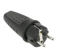 CableMarkt - Clavija schuko Macho Recta Respeto al Cable Color Negro 250V/16A IP44